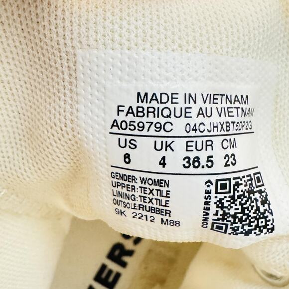 Converse Shoes Womens 6 Beige All Star Platform Butterfly Embroidered High Top - Picture 11 of 12